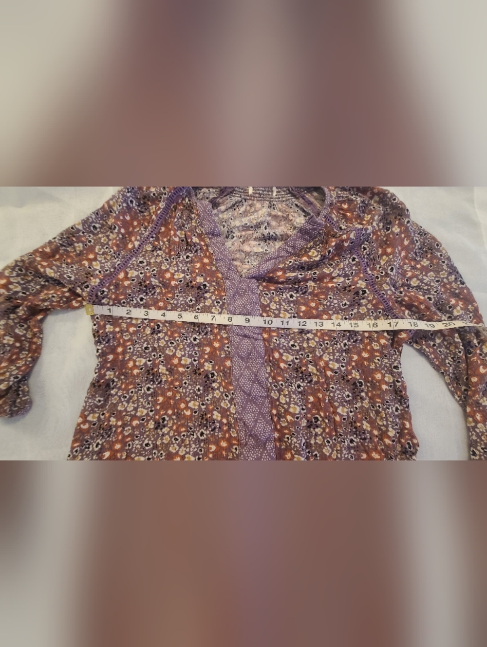 Lavender Pink Floral Boho Top, Medium but Fits Small - Picture 6 of 8